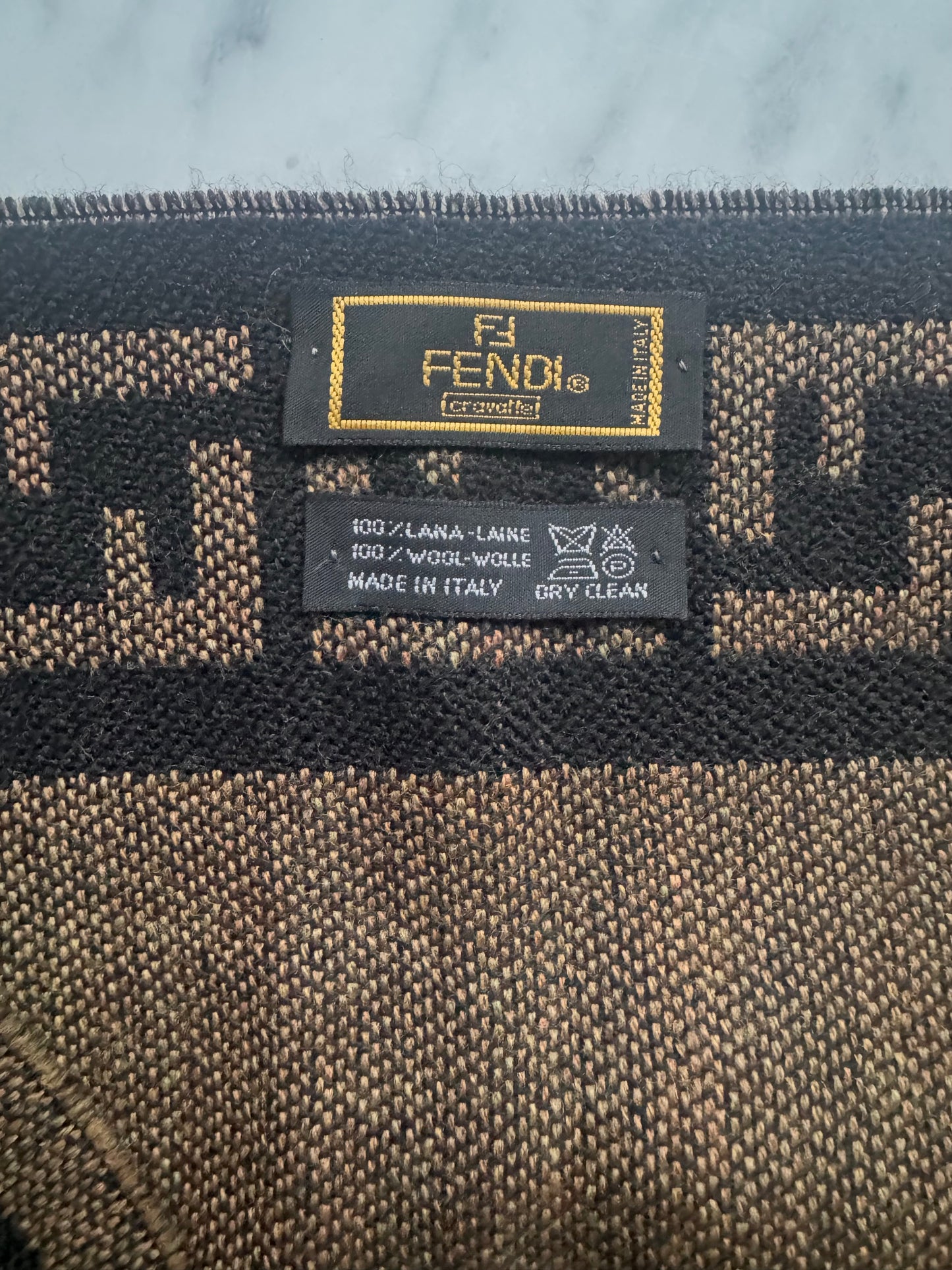 Vintage Fendi Wool Scarf - Black & Brown