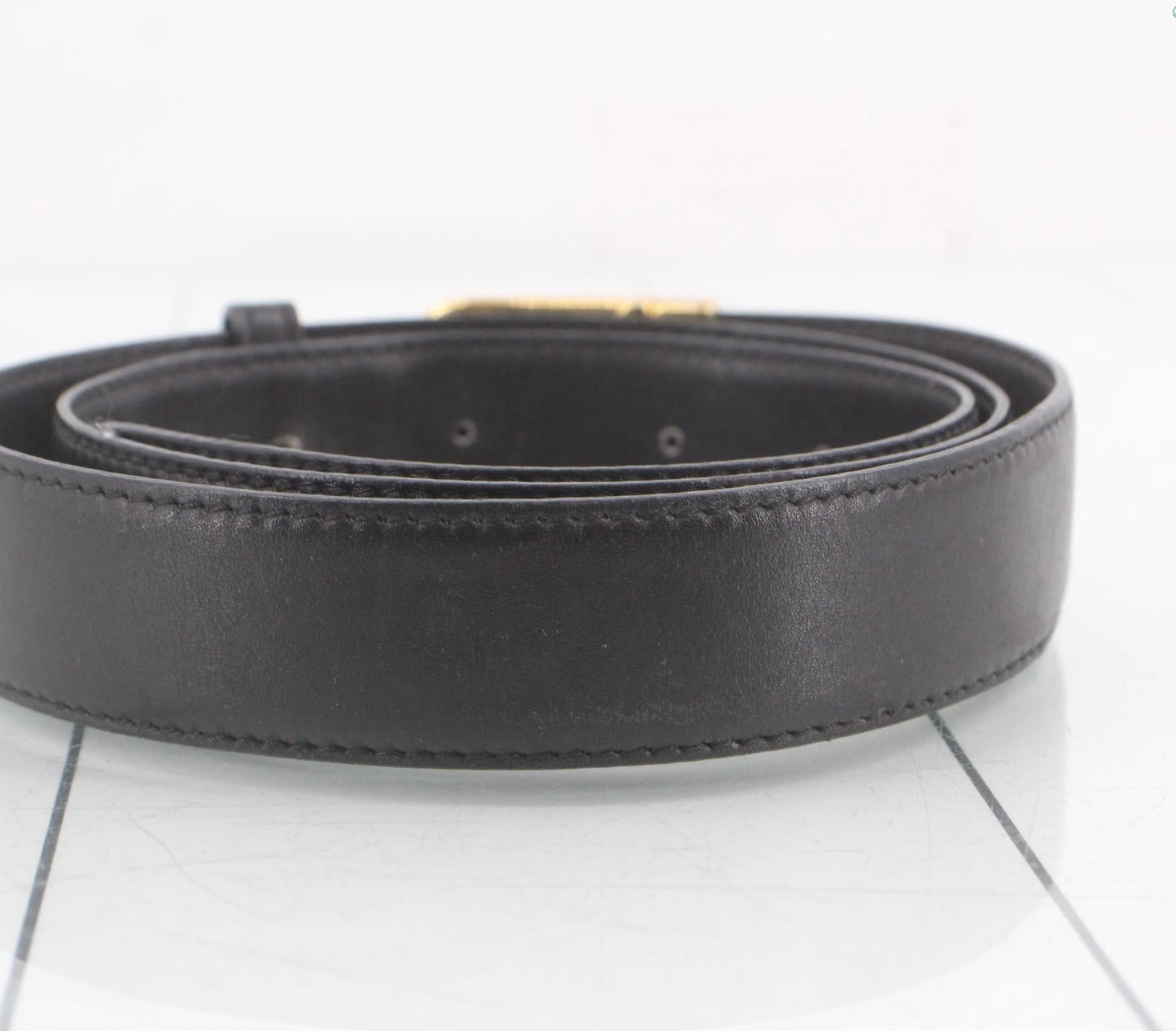 Vintage Christian Dior Black Leather Belt