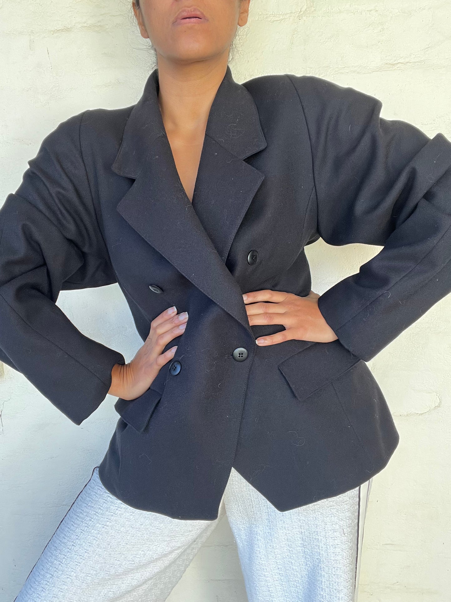 Vintage Black Blazer Puffy Sleeve