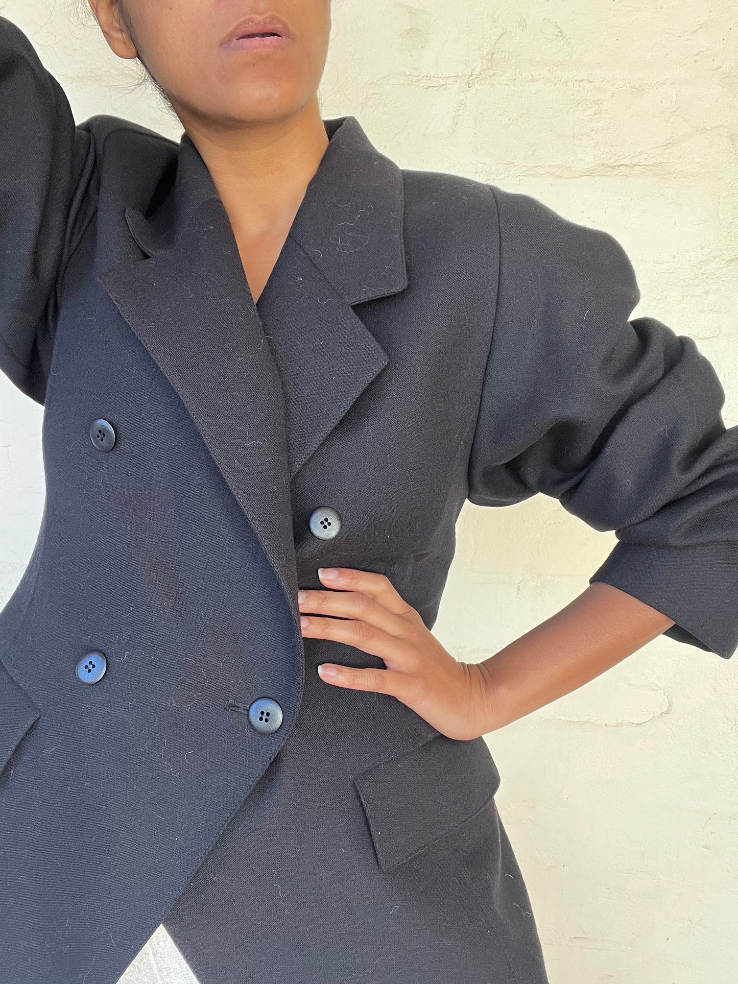 Vintage Black Blazer Puffy Sleeve