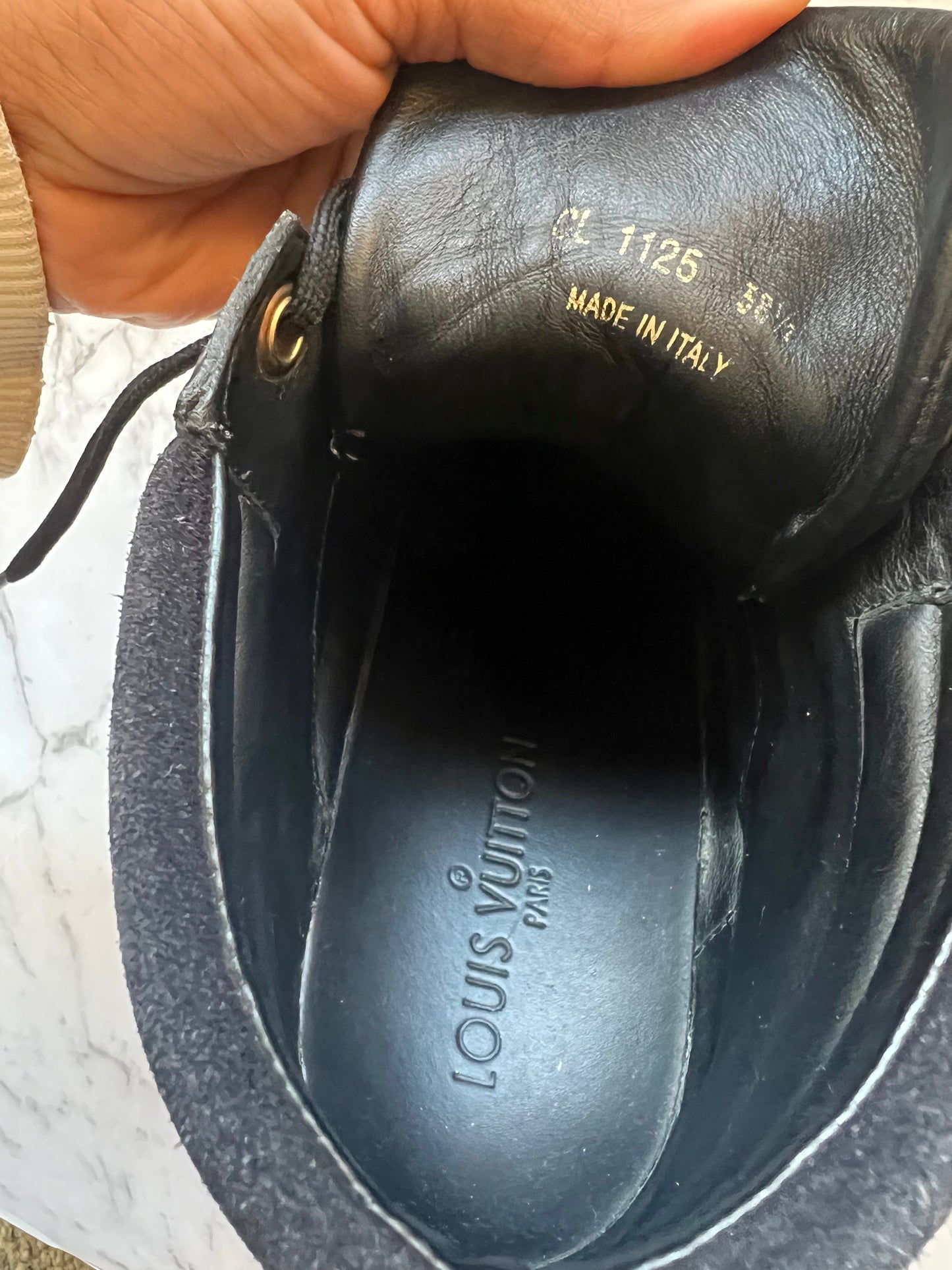 Authentic Louis Vuitton Black Epi Leather And Suede Postmark Sneakers
