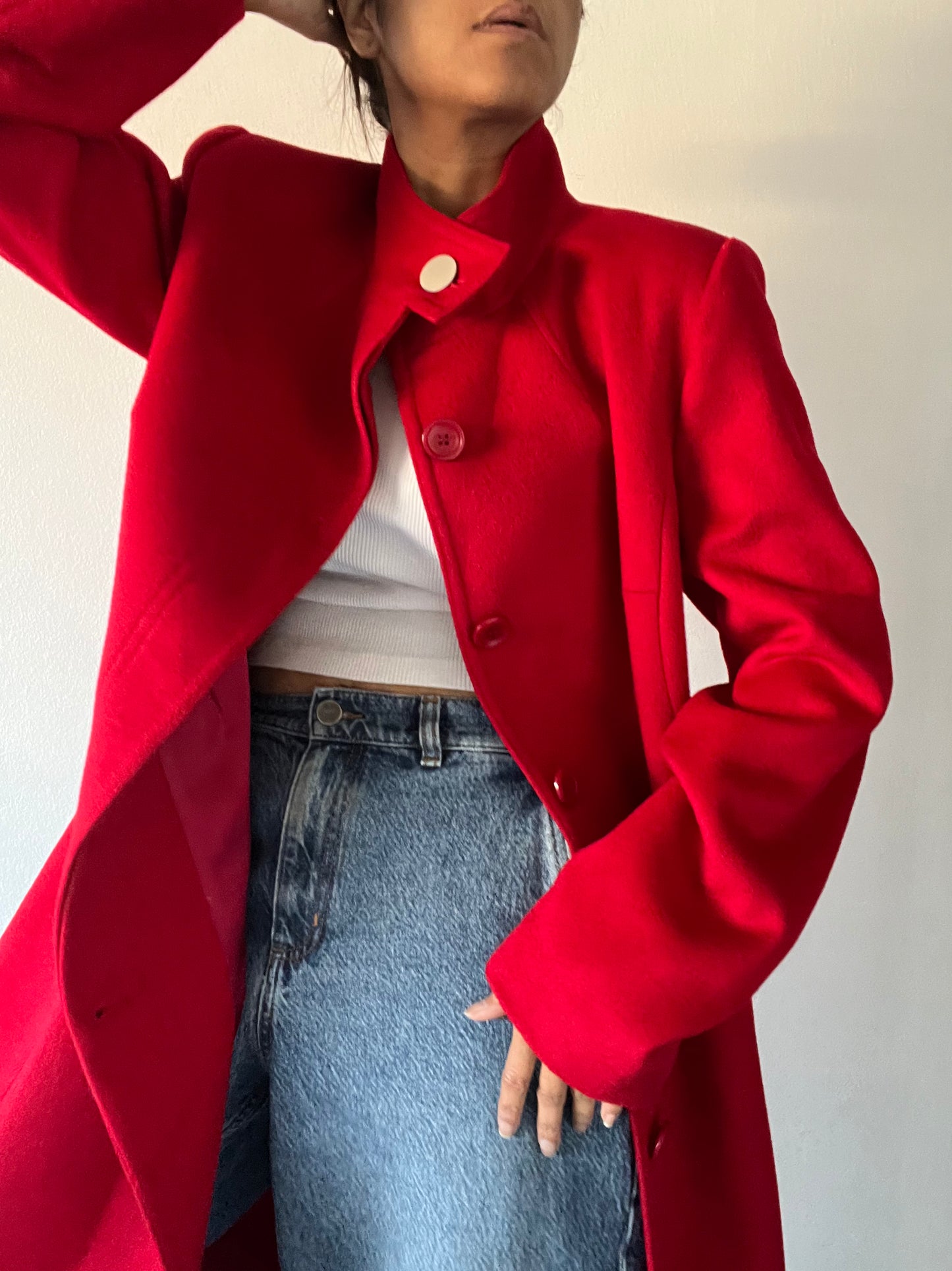 Perri Cutten Funnel Neck Wool & Cashmere Coat