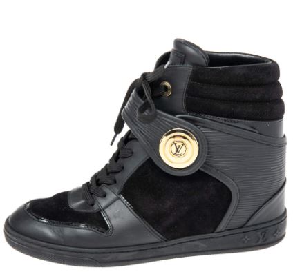 Authentic Louis Vuitton Black Epi Leather And Suede Postmark Sneakers