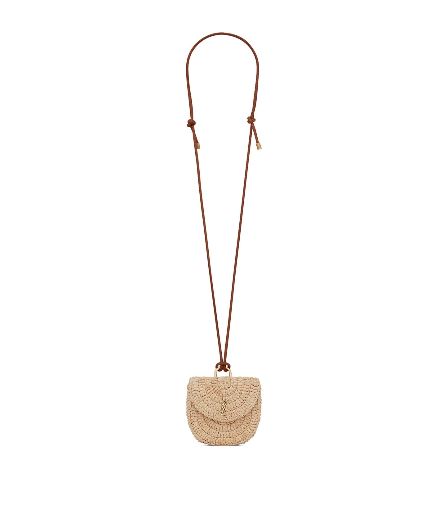 Authentic Saint Laurent Cassandre Raffia Cross-Body Bag