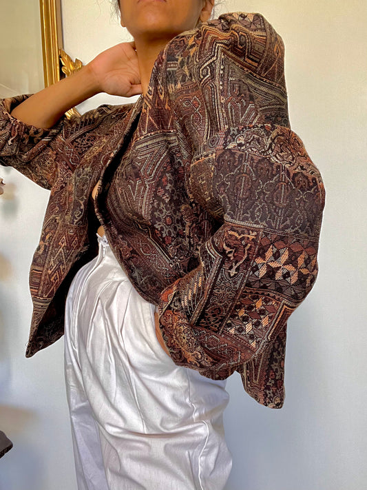 Vintage Tapestry Cropped Jacket