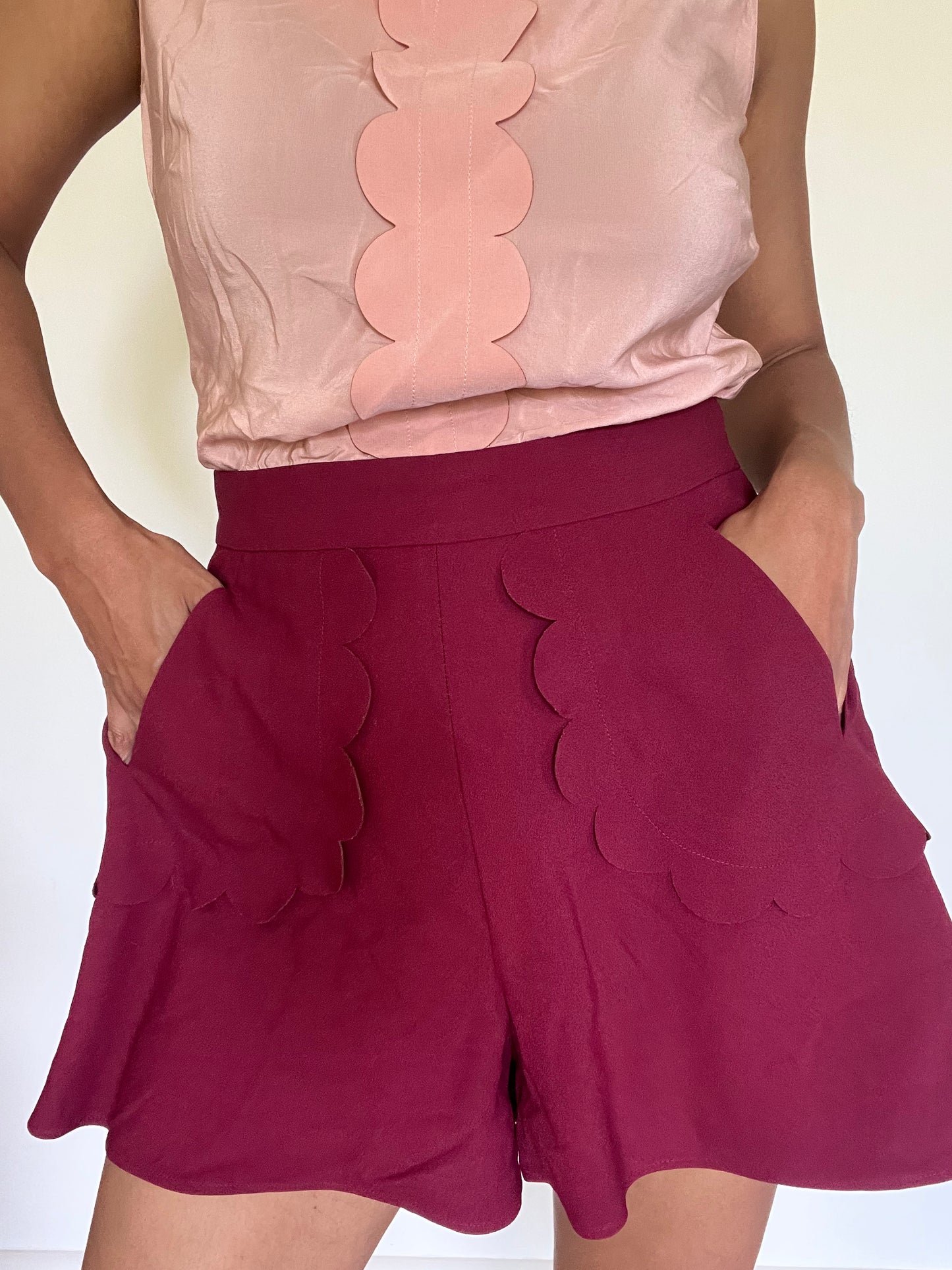 Scallop Silk Playsuit by Red Valentino