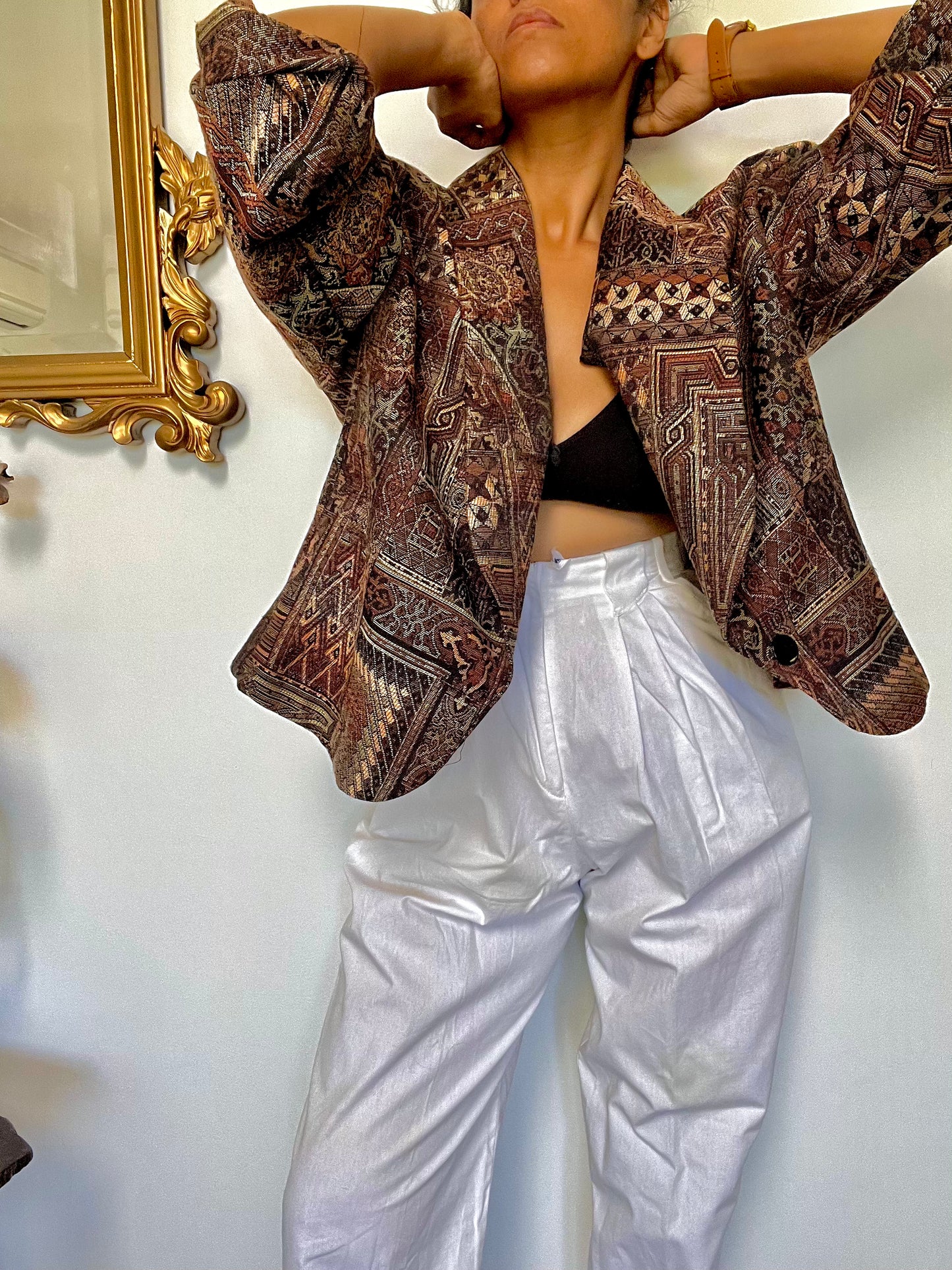 Vintage Tapestry Cropped Jacket