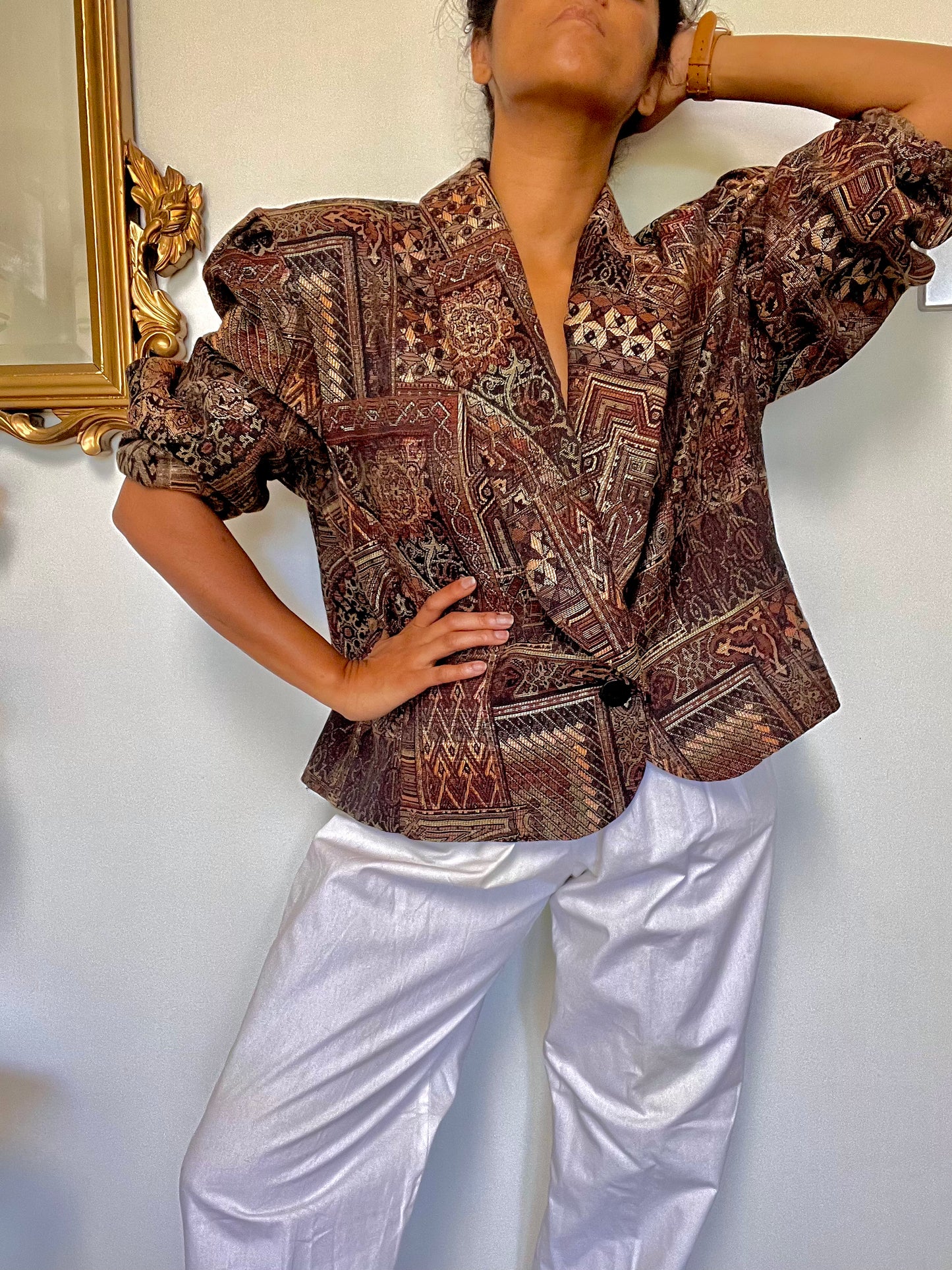 Vintage Tapestry Cropped Jacket