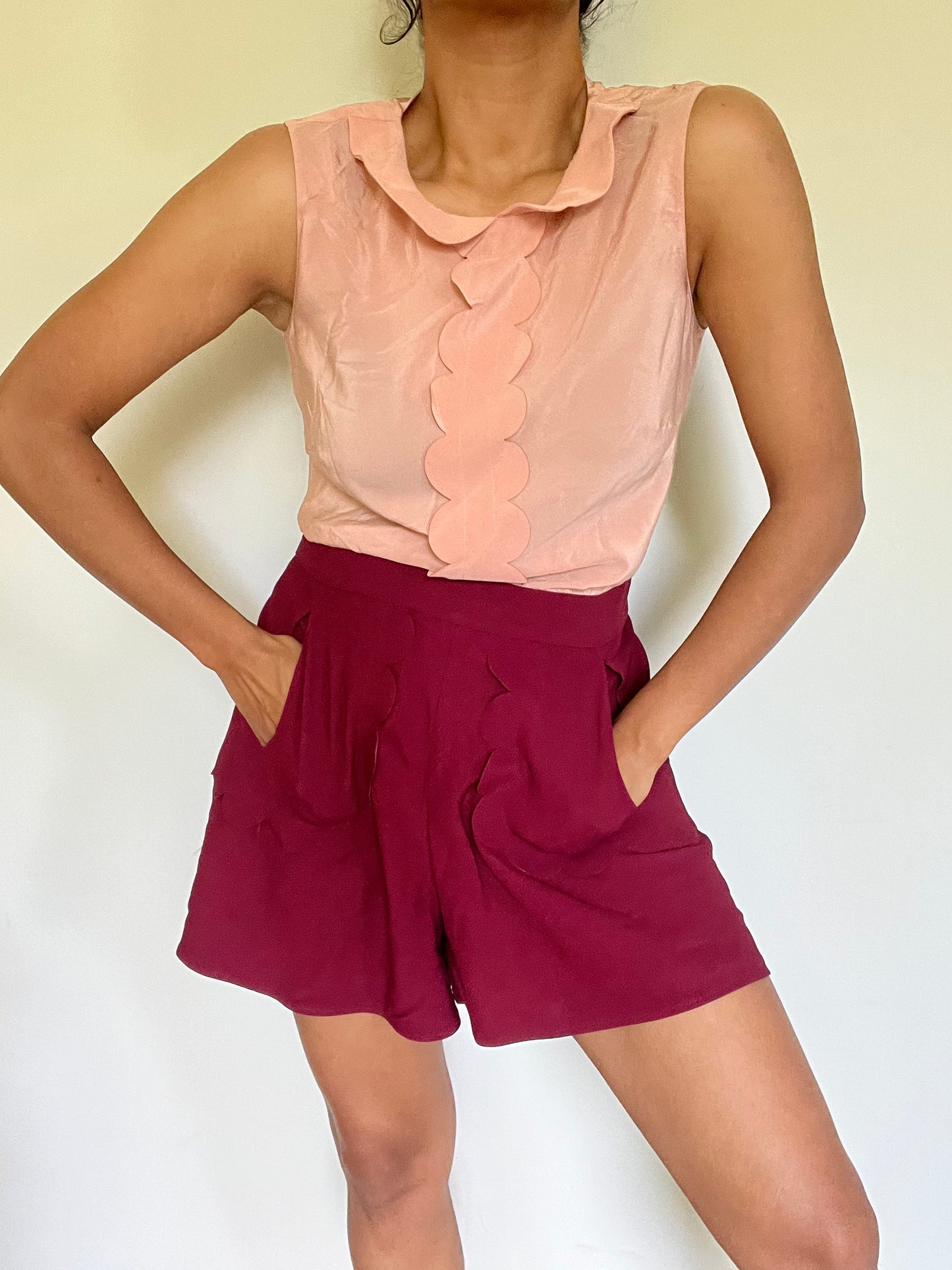 Scallop Silk Playsuit by Red Valentino