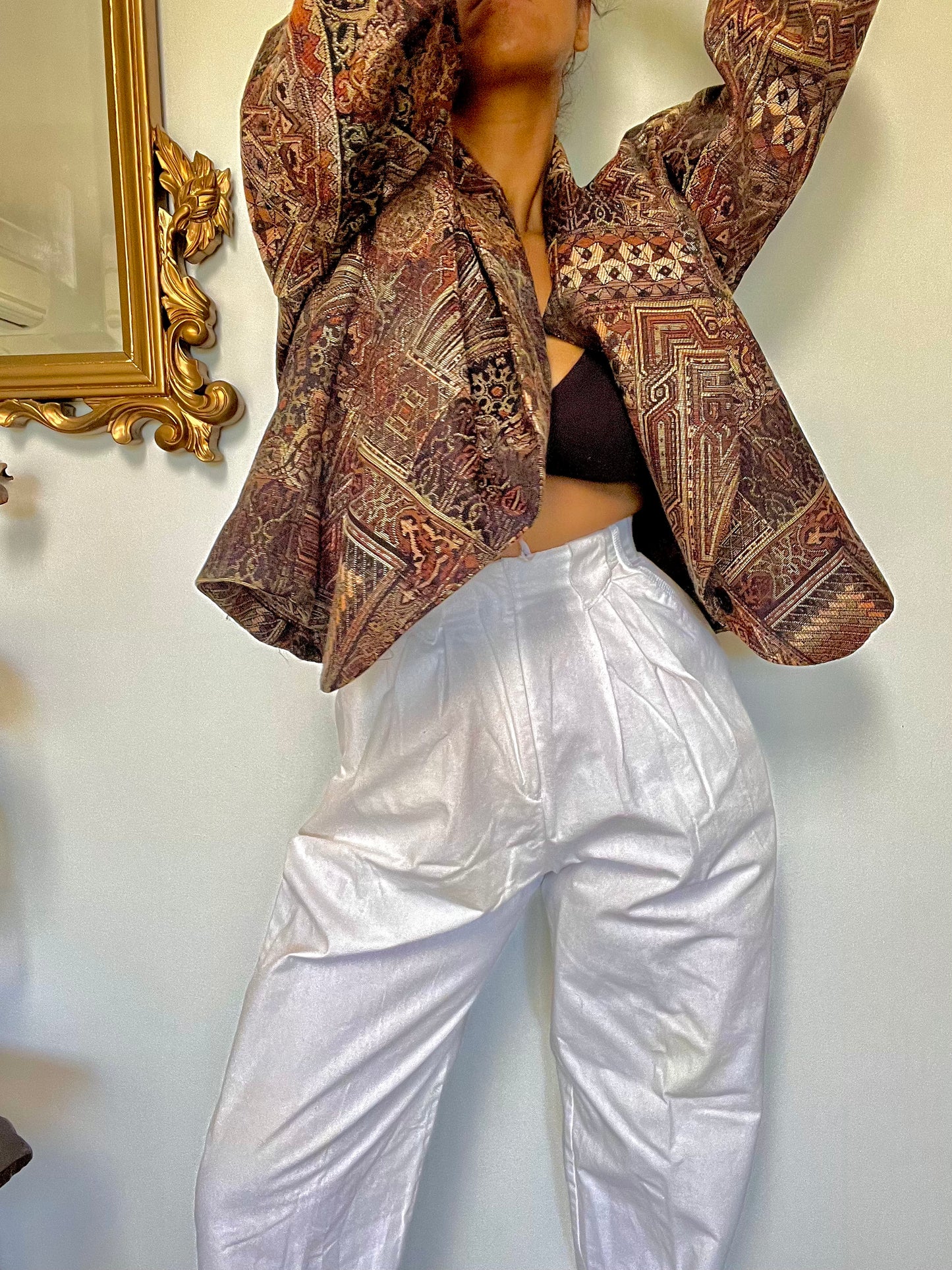 Vintage Tapestry Cropped Jacket