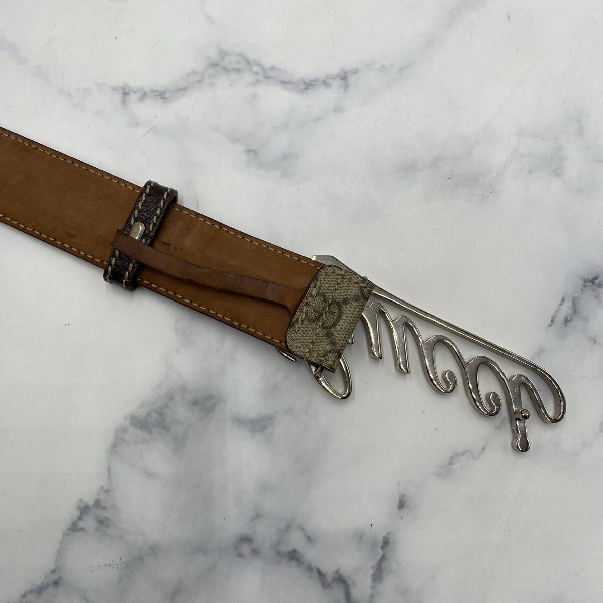 GUCCI GG Supreme Logo Buckle Leather Belt