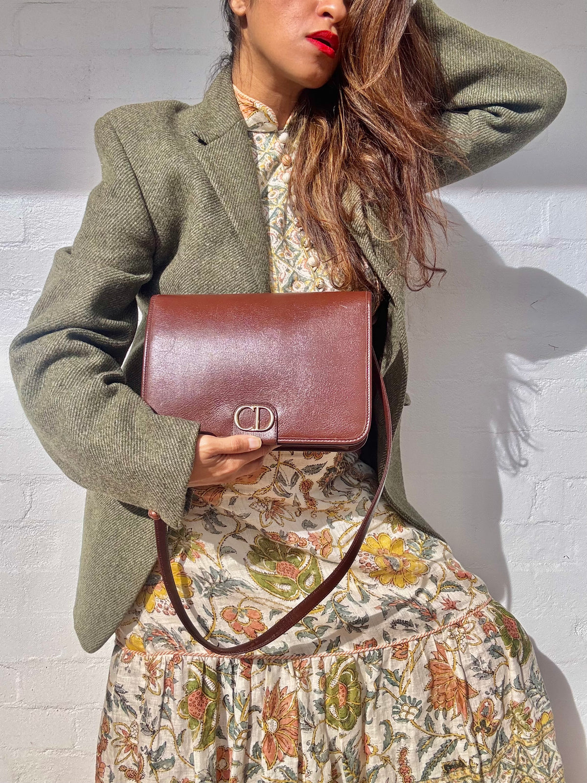 Vintage Christian Dior Leather Bag - Brown