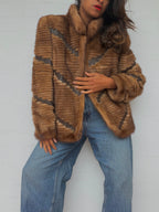 Vintage Textured Brown Mink Fur Coat
