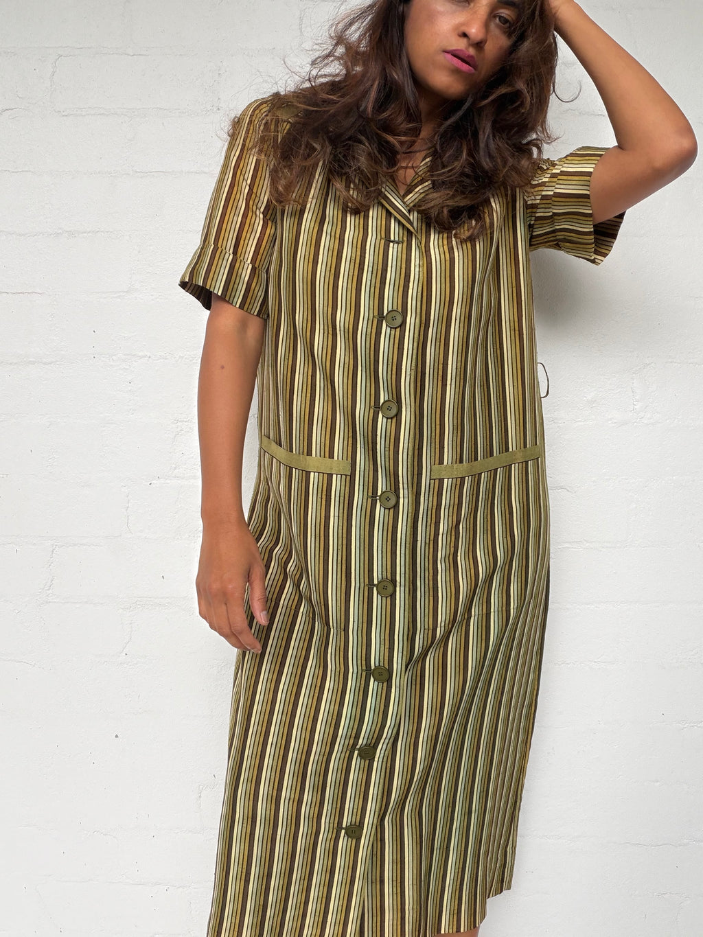 Vintage Miss Dior Striped Shirt Dress with Matching Belt