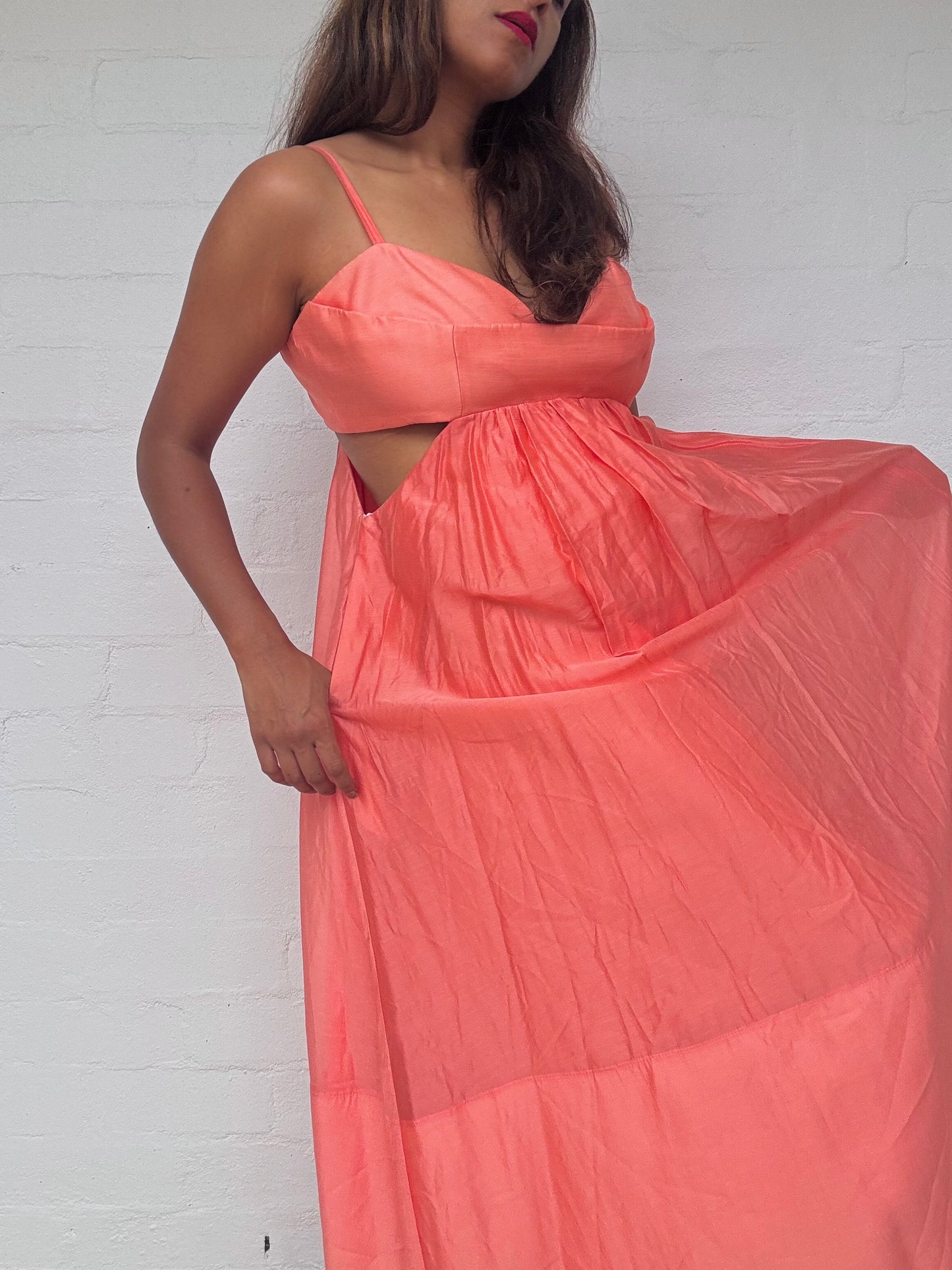 BNWT Sheike Grace Maxi Dress In Peach / Coral