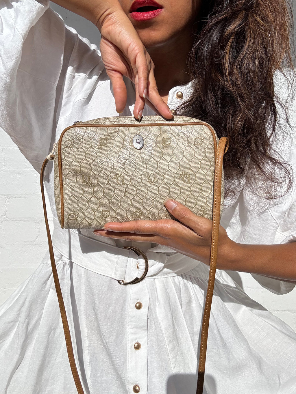 Authentic Vintage Christian Dior Monogram Honeycomb Crossbody