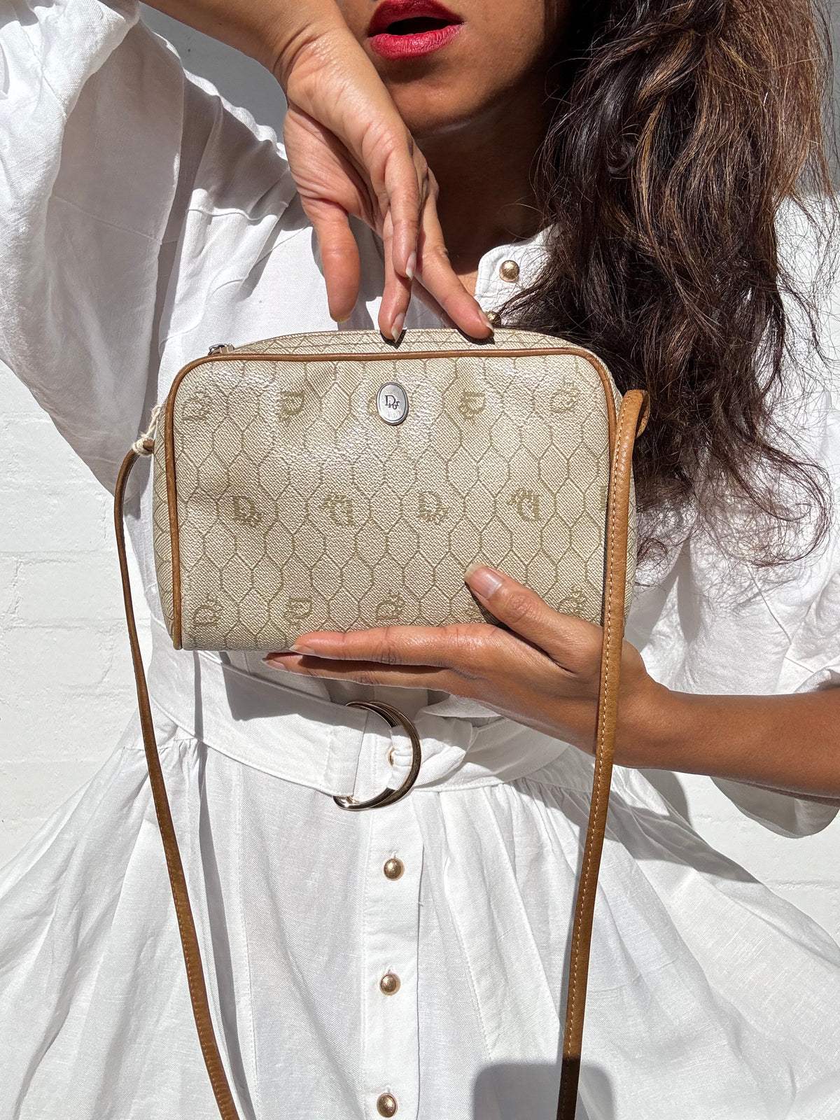 Authentic Vintage Christian Dior Monogram Honeycomb Crossbody