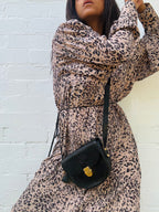 Vintage Oroton Black Leather Cross Body Bag