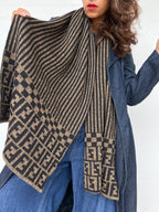 Vintage Fendi Wool Scarf - Black & Brown
