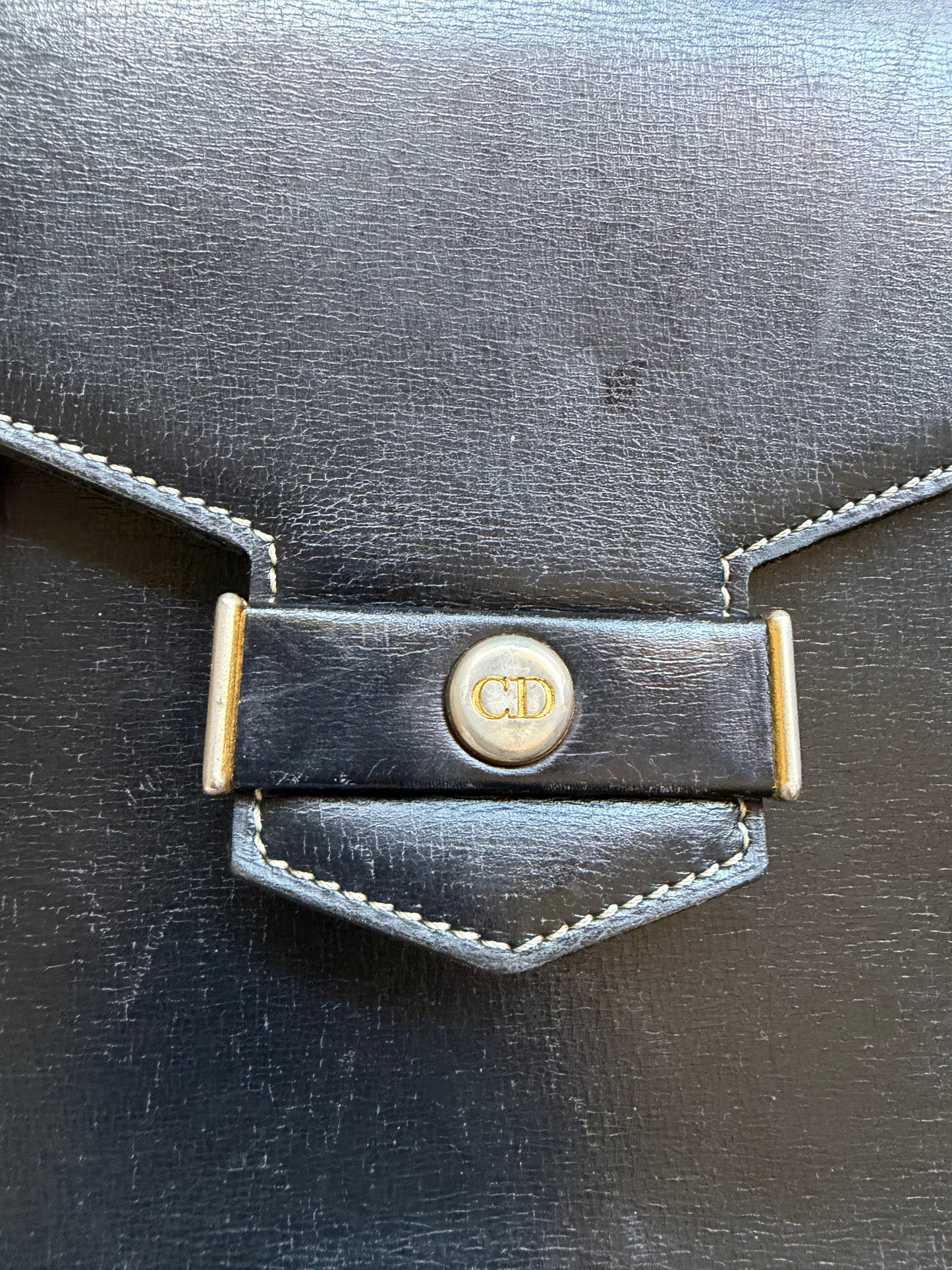 Vintage Dior Structured Top Handle Crossbody Bag