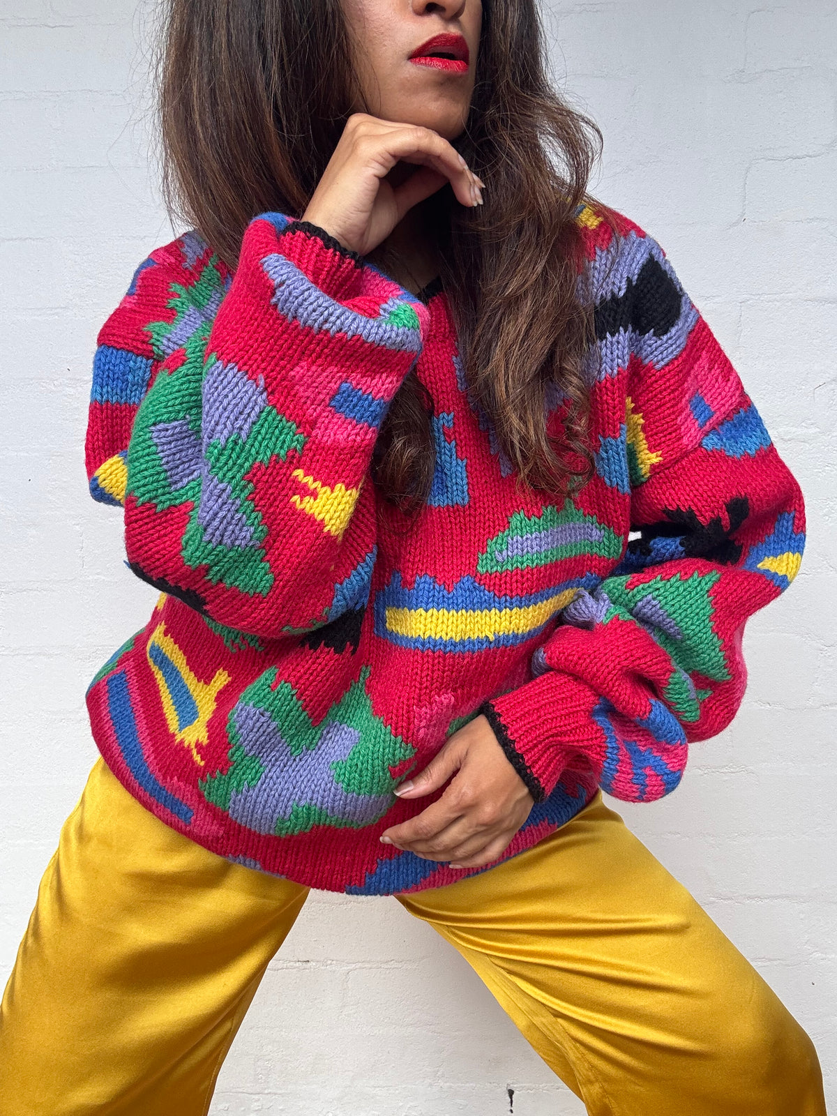 Vintage Colourful Oversized Wool Jumper