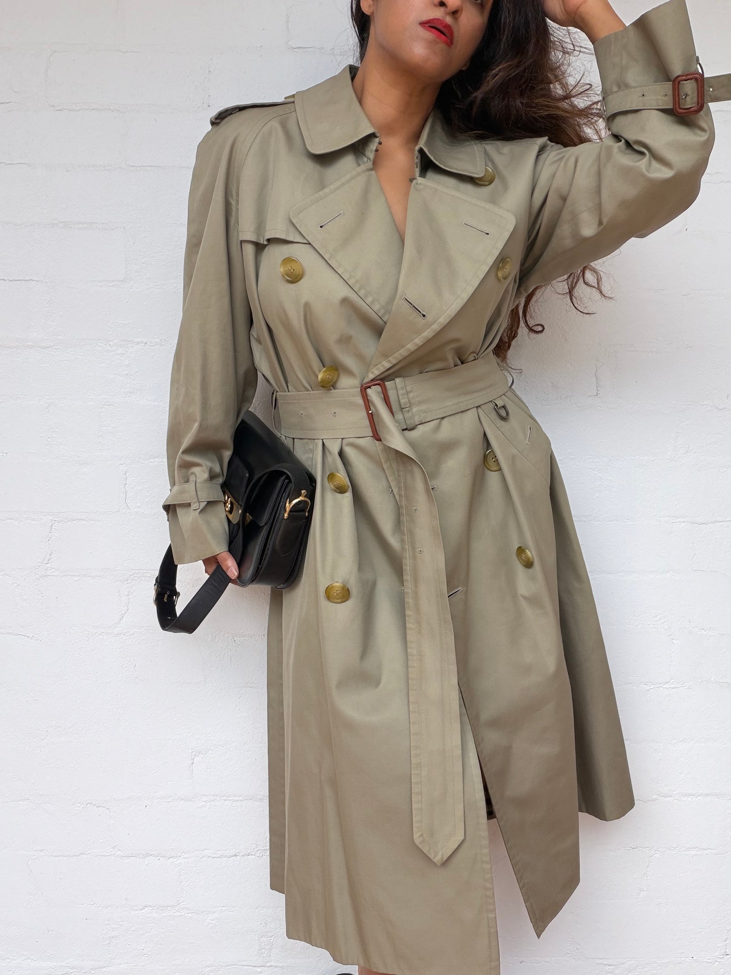 Burberry Double Breasted Trench Coat - Khaki