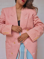 Authentic Dior Pinstripe Cotton Blazer - Coral