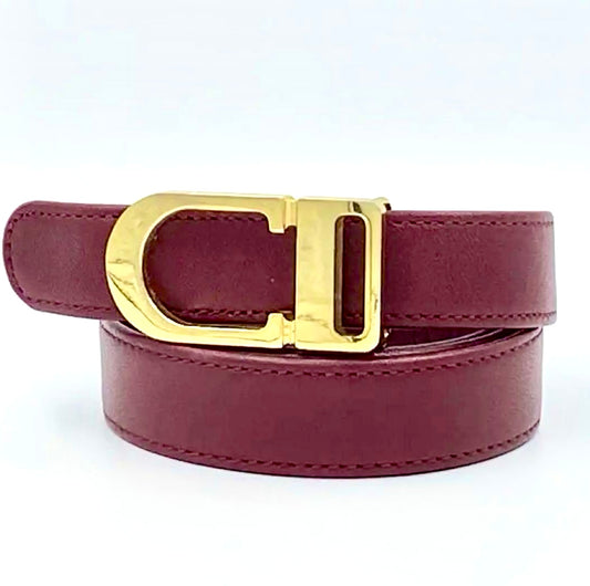 Vintage Christian Dior Bordeaux Leather Belt