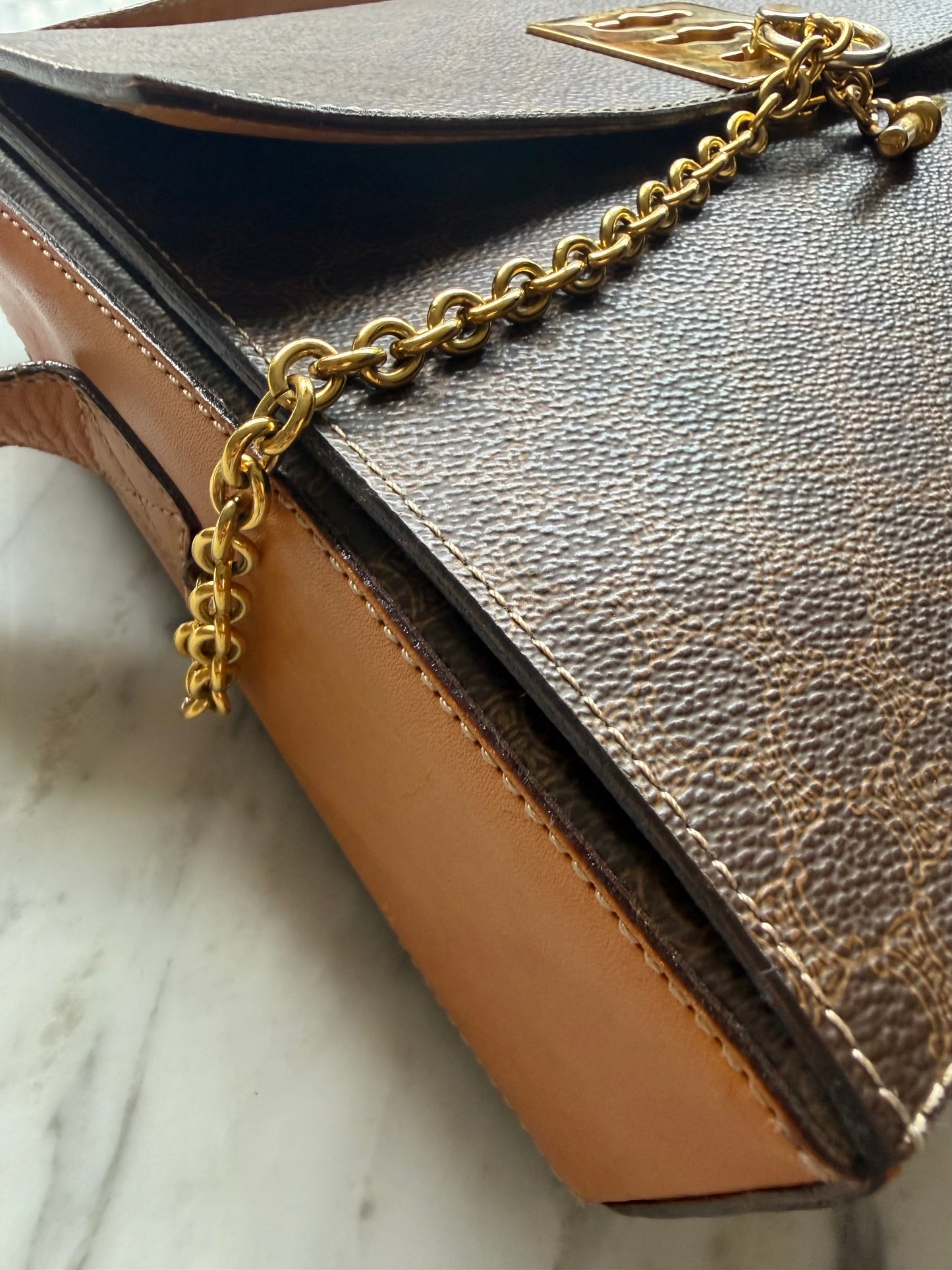 Vintage CELINE Macadam Triple Chain Mantel Crossbody Bag