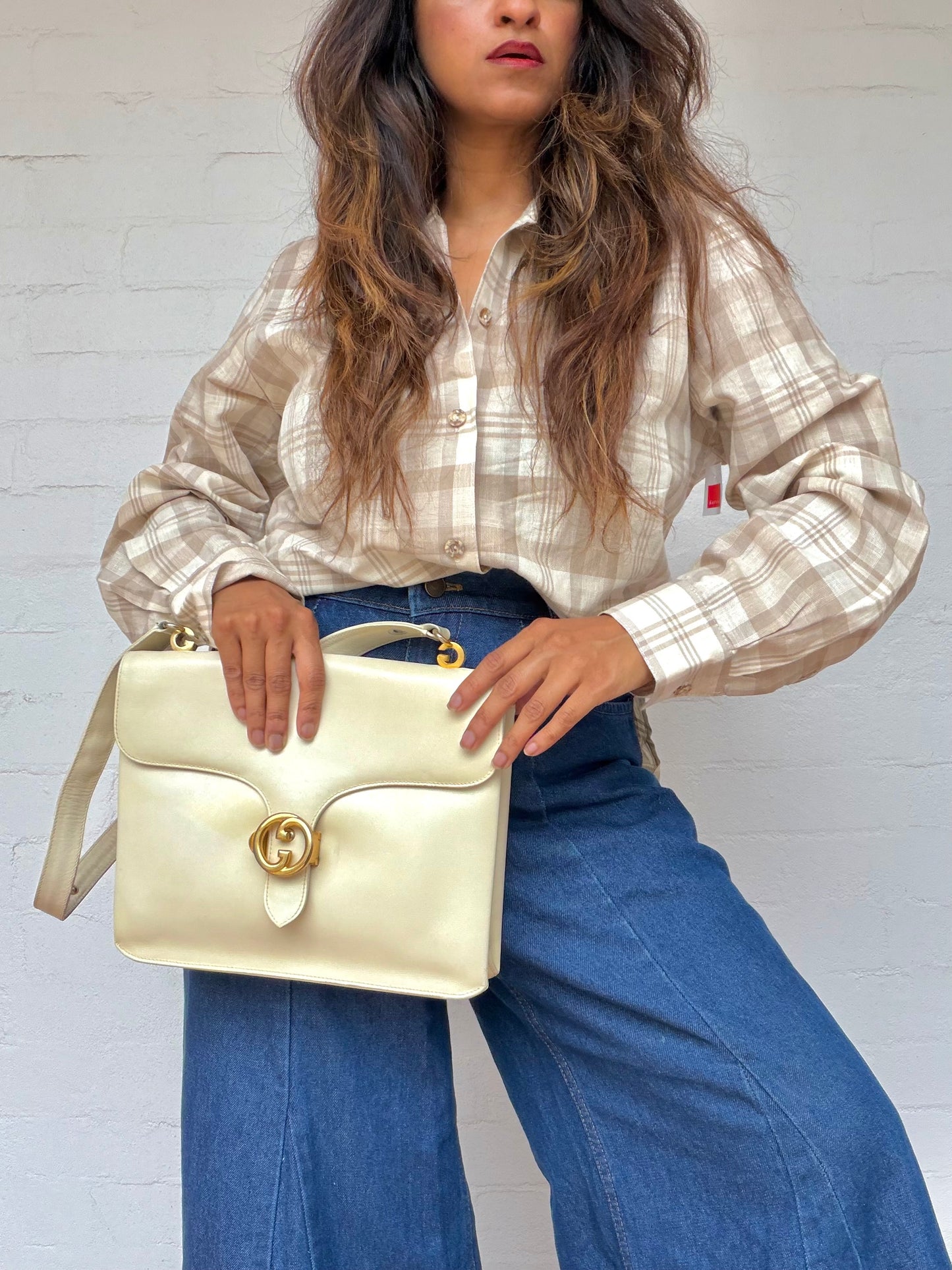 Vintage Gucci Interlocking G Dollar Crossbody Bag - Ivory