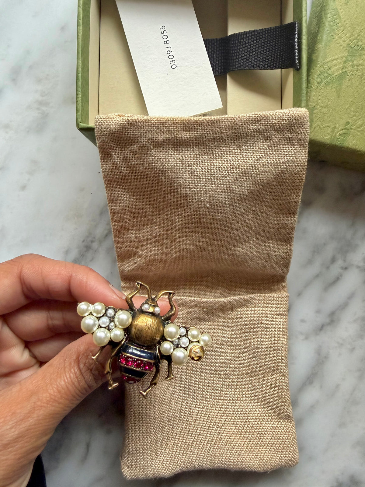 Gucci Bee Ring with Pearls & Crystals