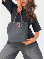 Vintage Fendi Nylon FF Cut-Out Tote - Black