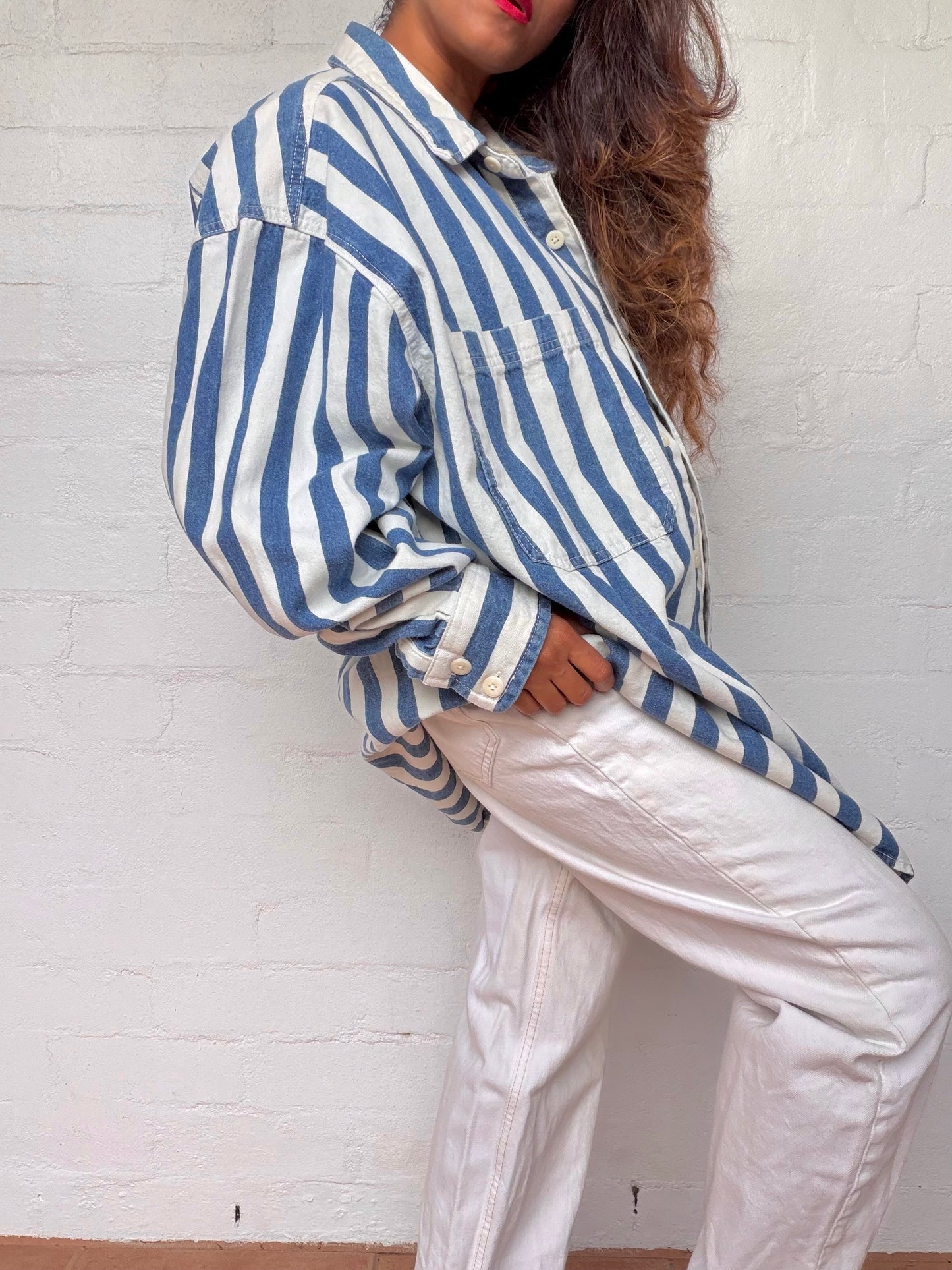 Oversized Striped Denim Cotton Shirt