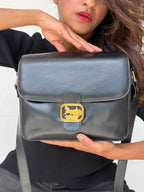 Vintage Celine Horse Carriage Leather Shoulder Bag - Black
