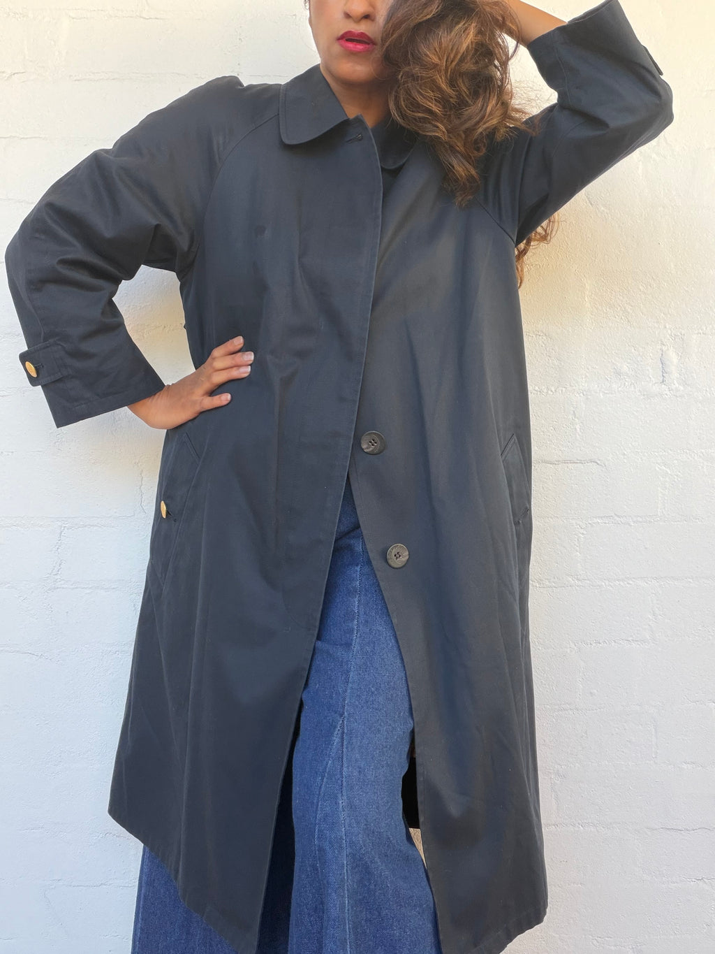 Burberry Balmacaan Trench Coat With Detachable Quilted Lining - Navy