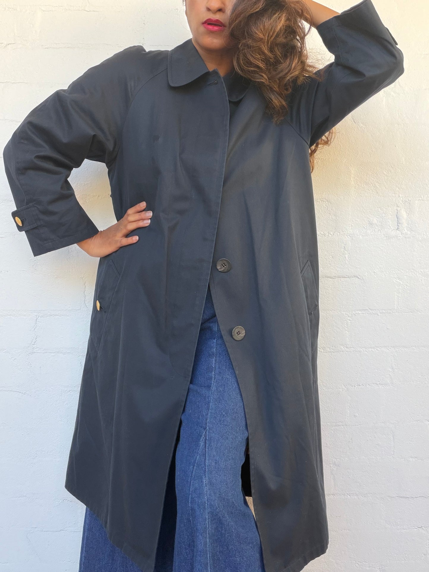 Burberry Balmacaan Trench Coat With Detachable Quilted Lining - Navy