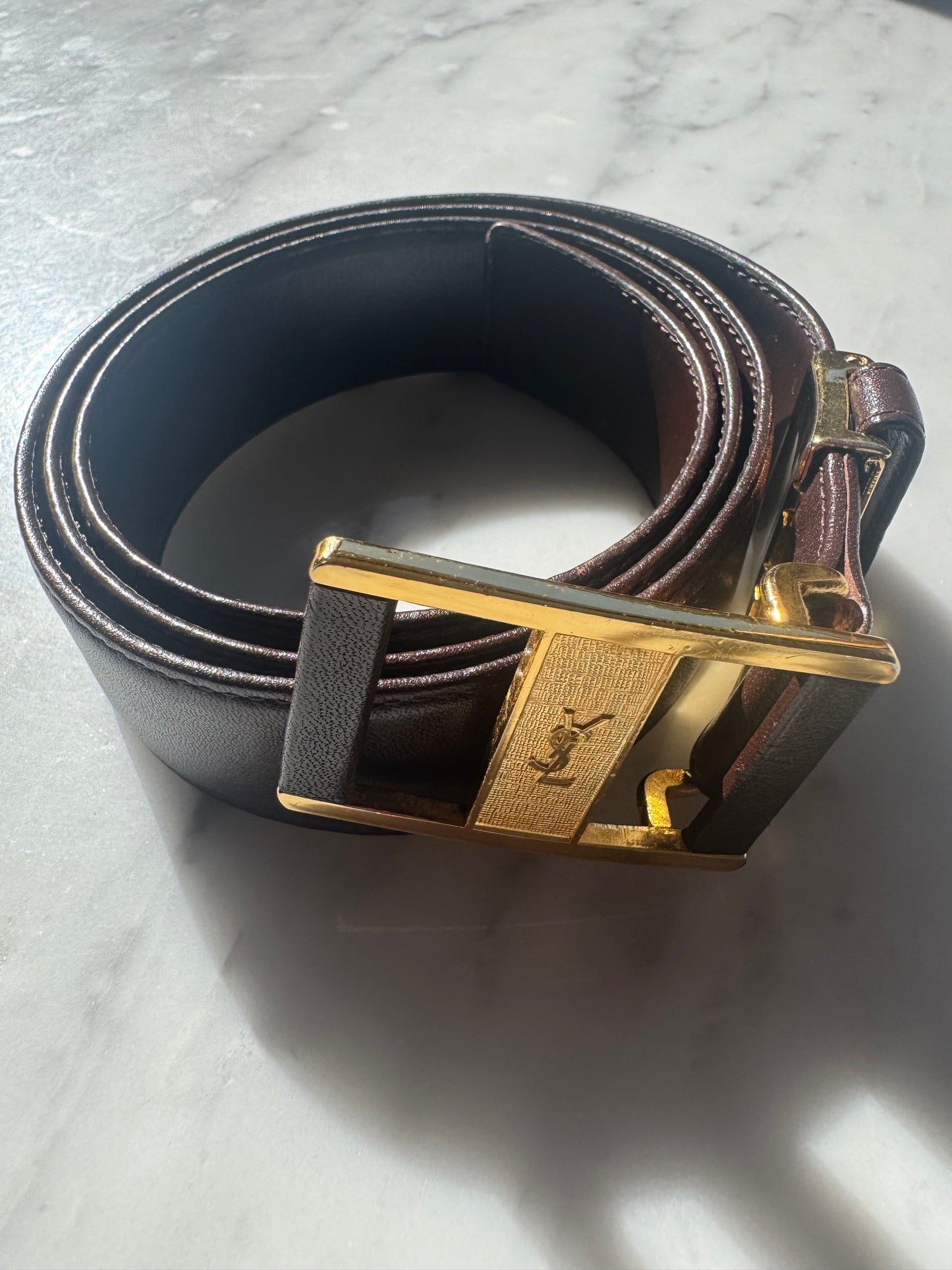 Rare Vintage YSL Brown Leather Belt – Iconic French Elegance