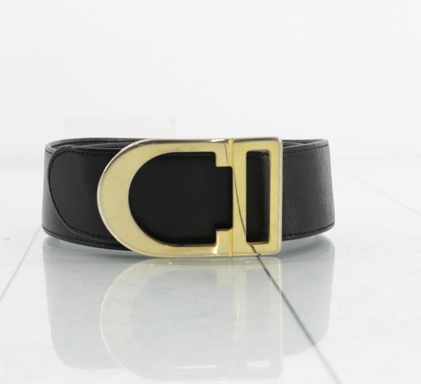 Vintage Christian Dior Black Leather Belt