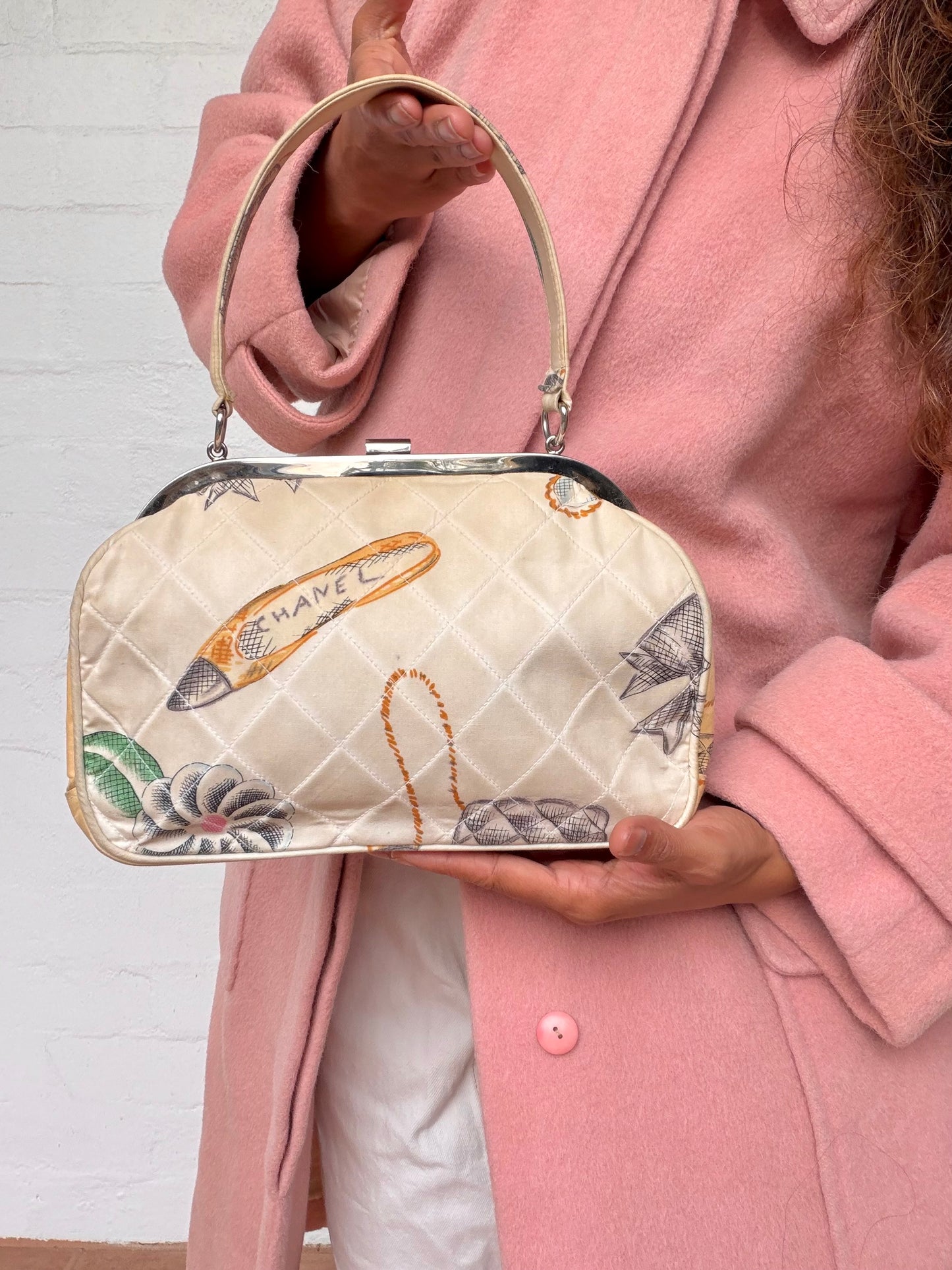 Vintage Chanel Illustrated Canvas Handbag