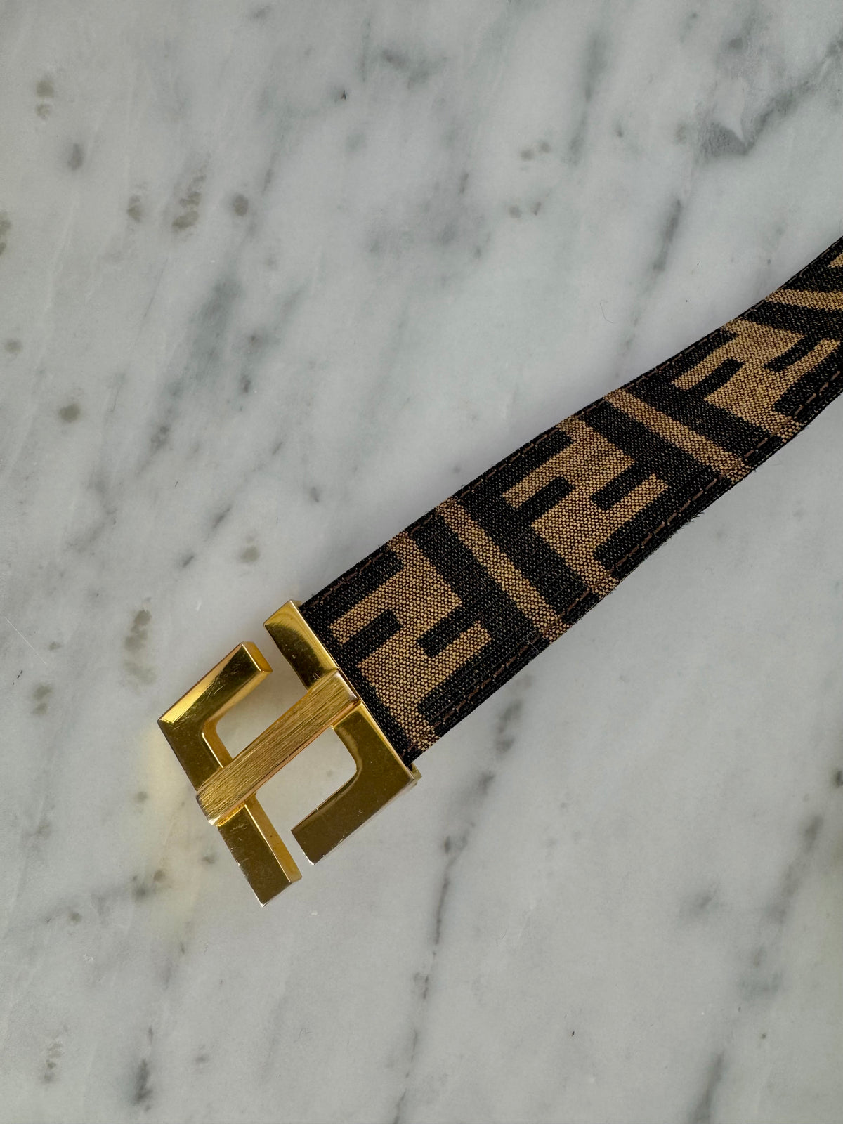 Fendi Vintage Zucca FF Clasp Belt Brown