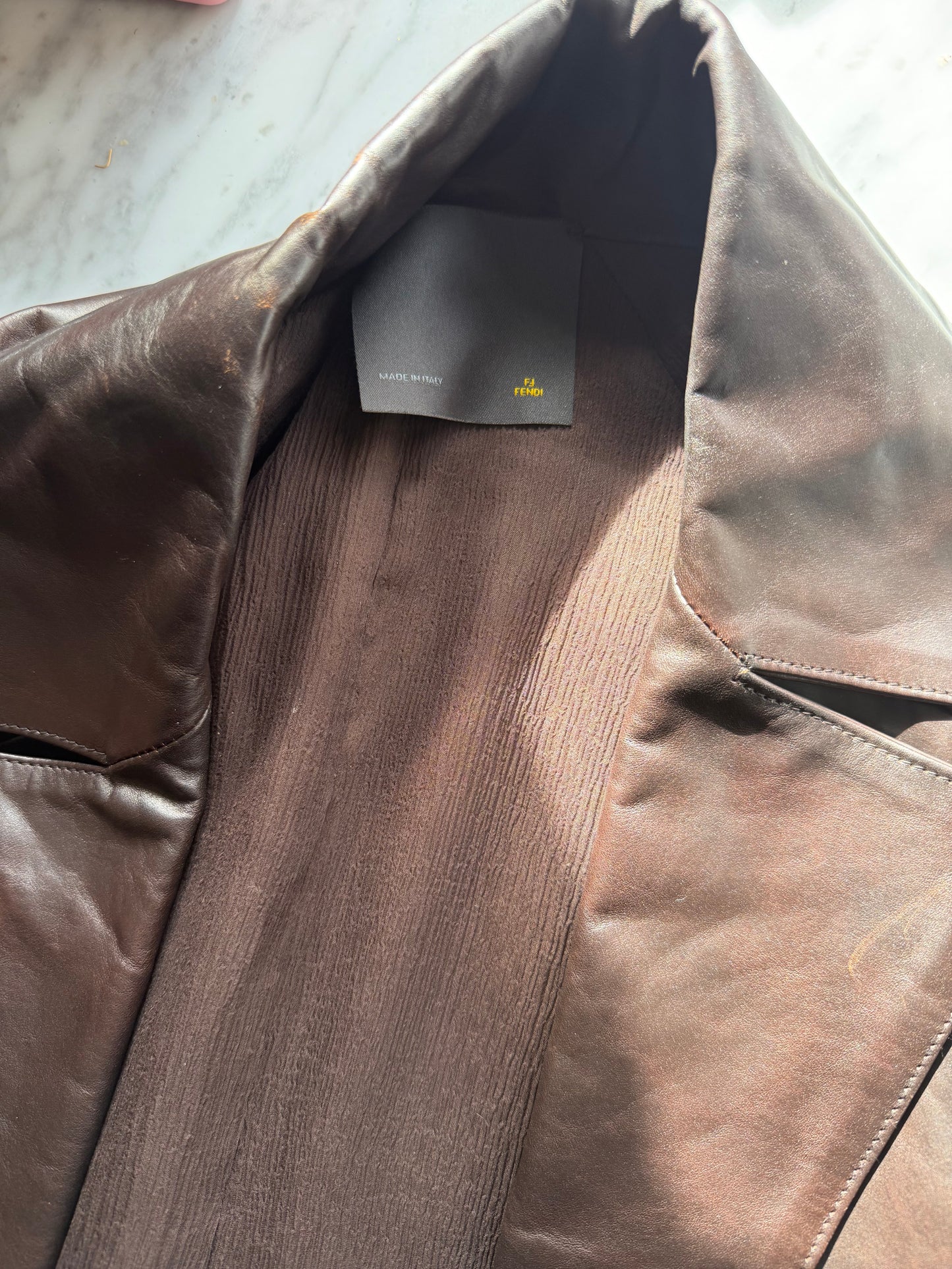 Fendi Leather Coat - Chocolate Brown