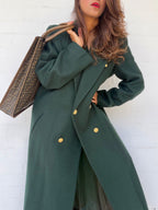 Vintage Wool Double-Breasted Maxi Coat - Forest Green