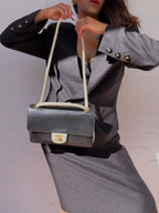 Vintage Chanel Coco Mark Perforated Leather Bicolour Flap Bag