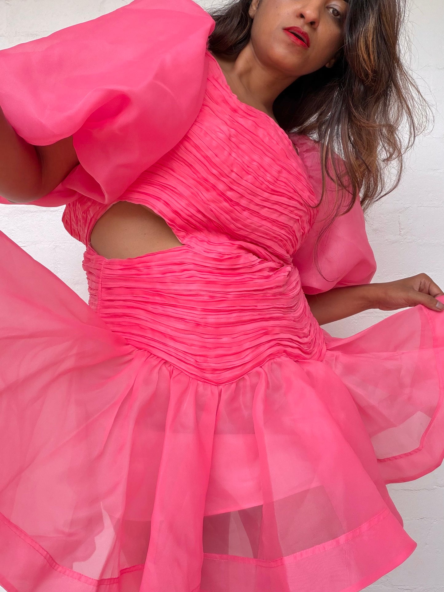AJE Joan Puff Sleeve Mini Dress – Rouge Pink