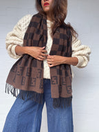Vintage Fendi Wool Scarf - Dark Brown
