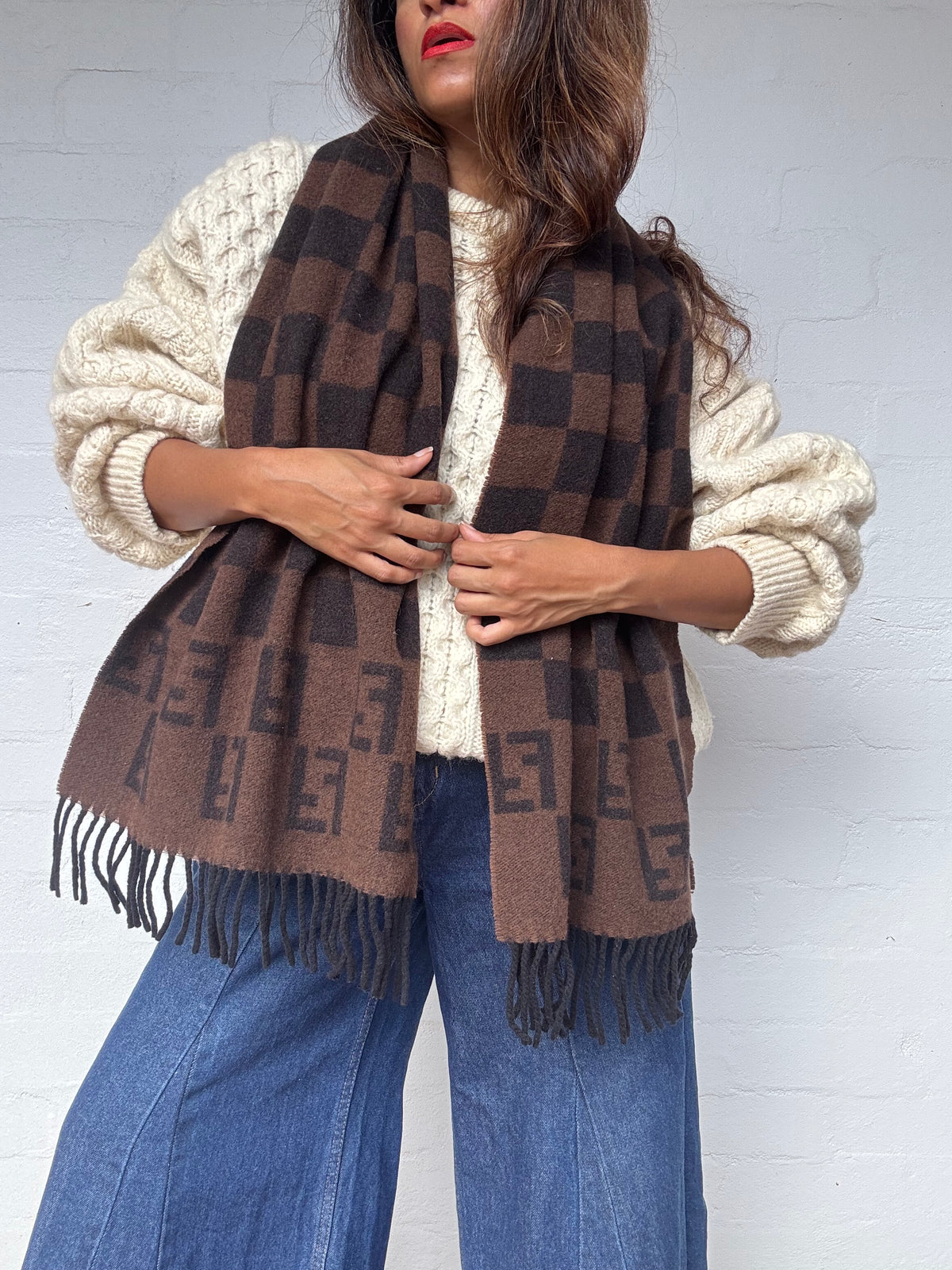 Vintage Fendi Wool Scarf - Dark Brown