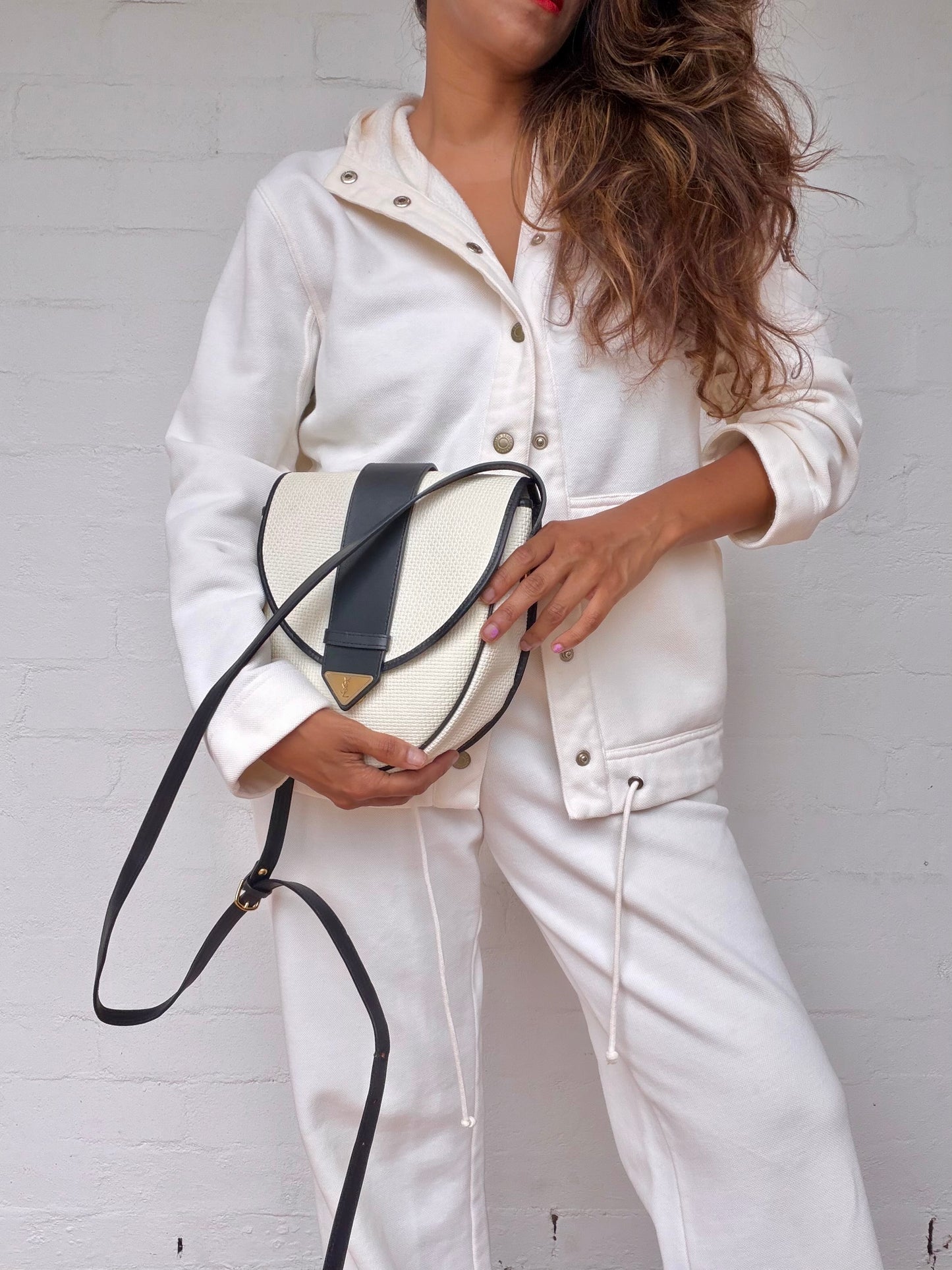 Vintage SAINT LAURENT Canvas Crossbody Bag