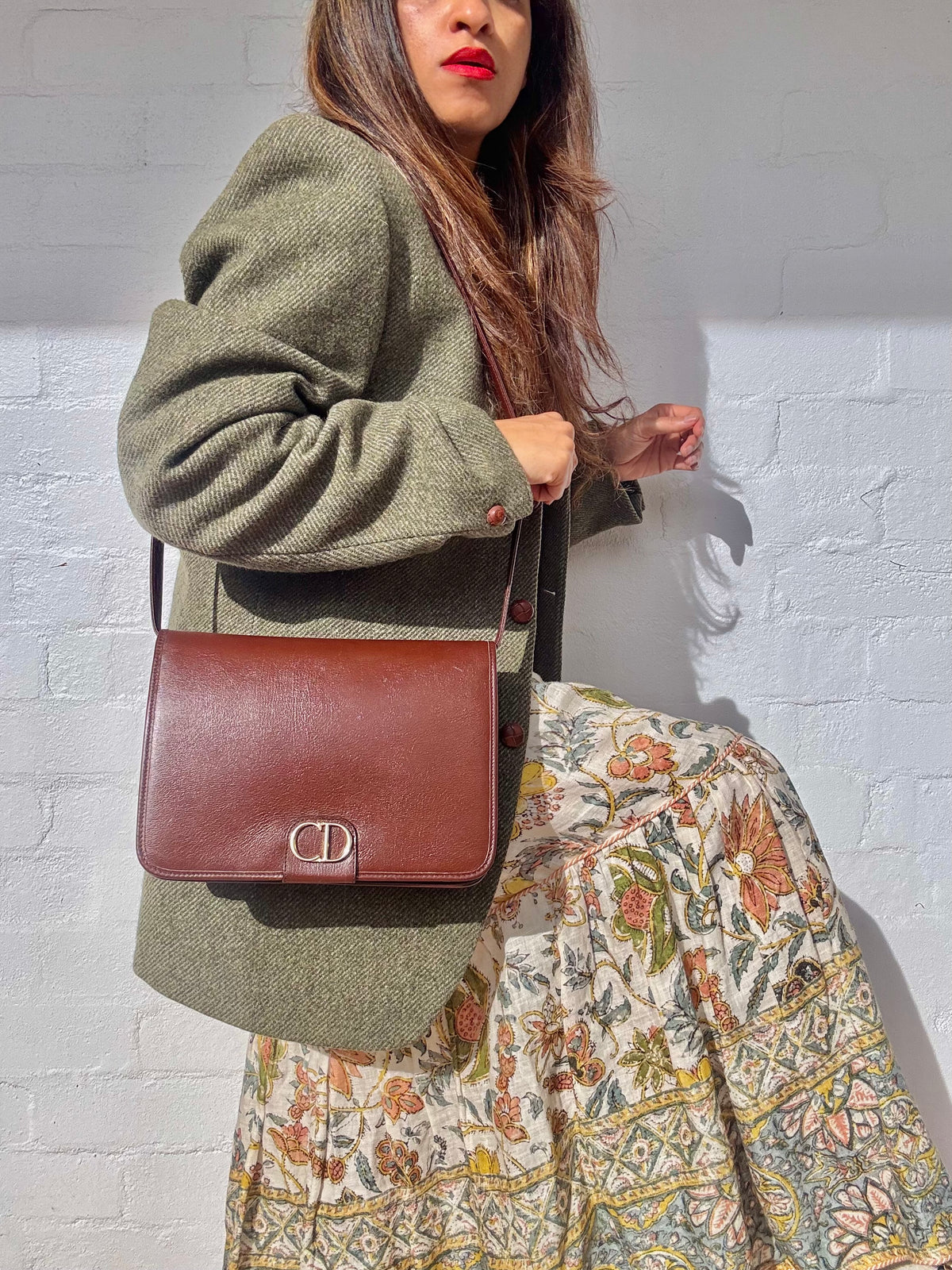 Vintage Christian Dior Leather Bag - Brown