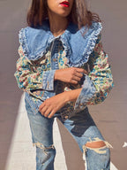 Denim Jacket with Tapestry Style Detailing