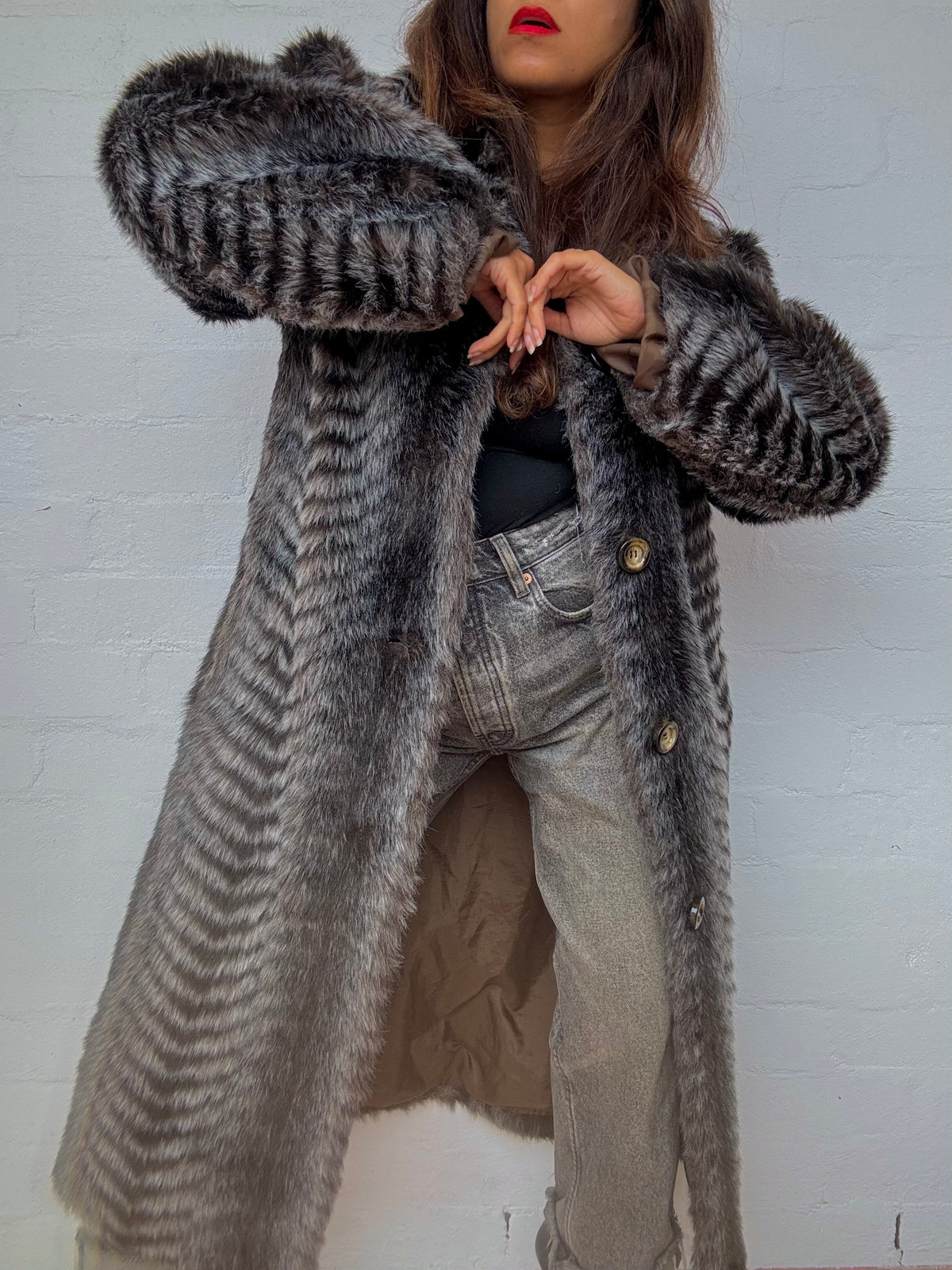 Vintage Parisian Faux Fur Coat